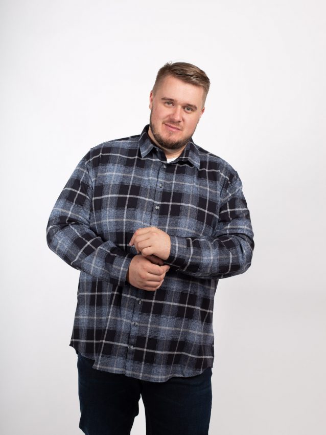 Surchemise flanelle MN03 grande taille à carreaux bleu