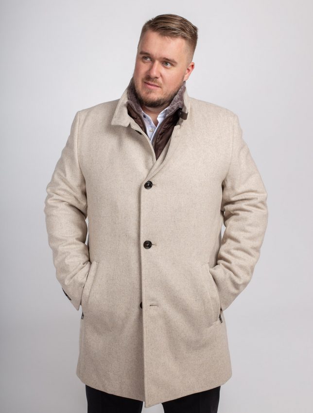 Veste quand il pleut - Manteau drap de laine Daniel Hechter grande taille beige