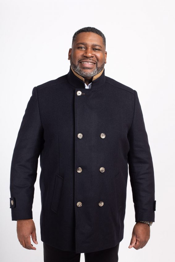 Veste quand il pleut - Manteau caban en laine Trandy grande taille bleu marine