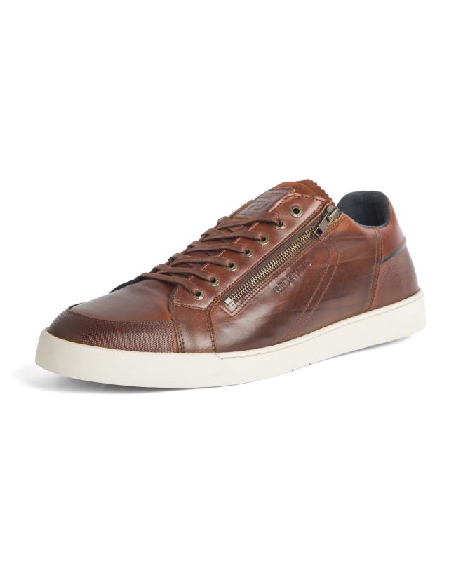 Sneakers en cuir grande taille marron Reskins