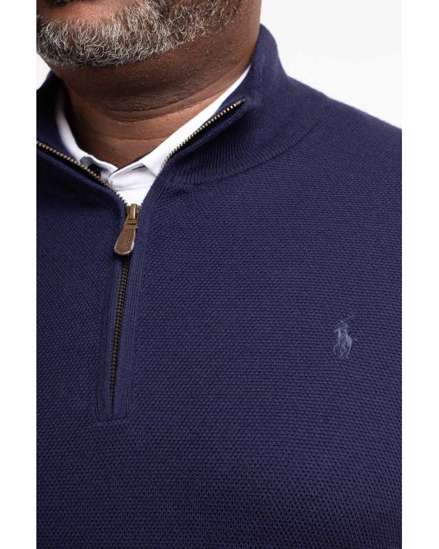 Pull laine mérinos homme grande taille Ralph Lauren Bleu marine
