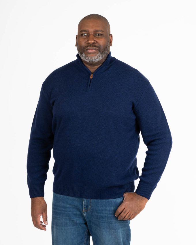 Pull col camionneur 3xl grande taille bleu marine Maneven