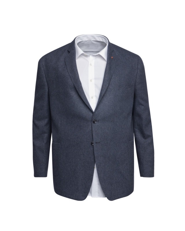 Veste de costume homme grande taille en flanelle de laine - Bleu marine - Trandy