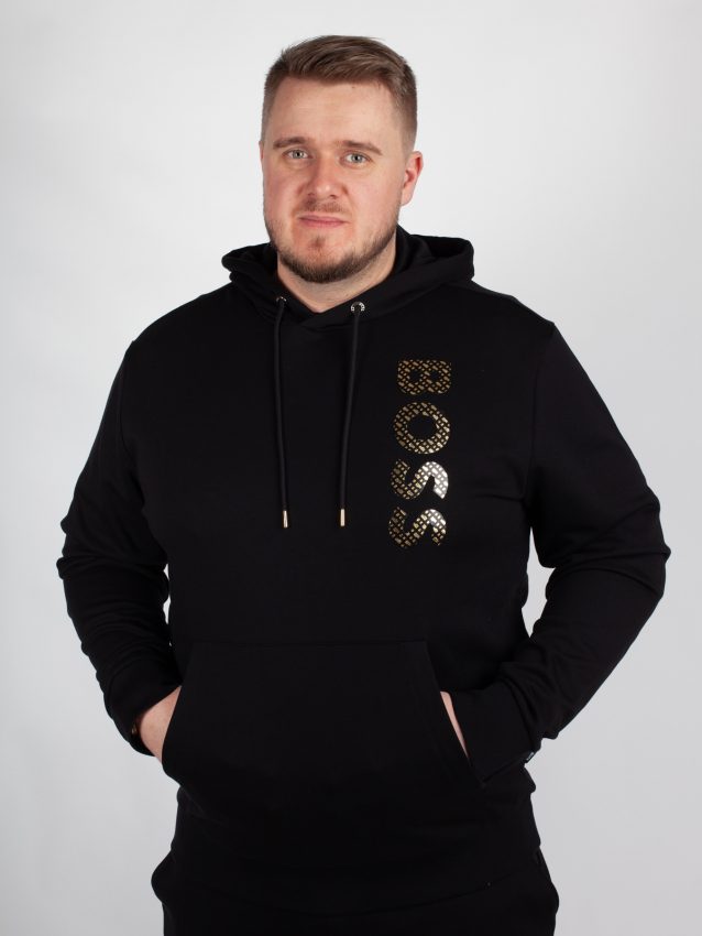 Sweat à capuche  grande taille Hugo Boss noir 