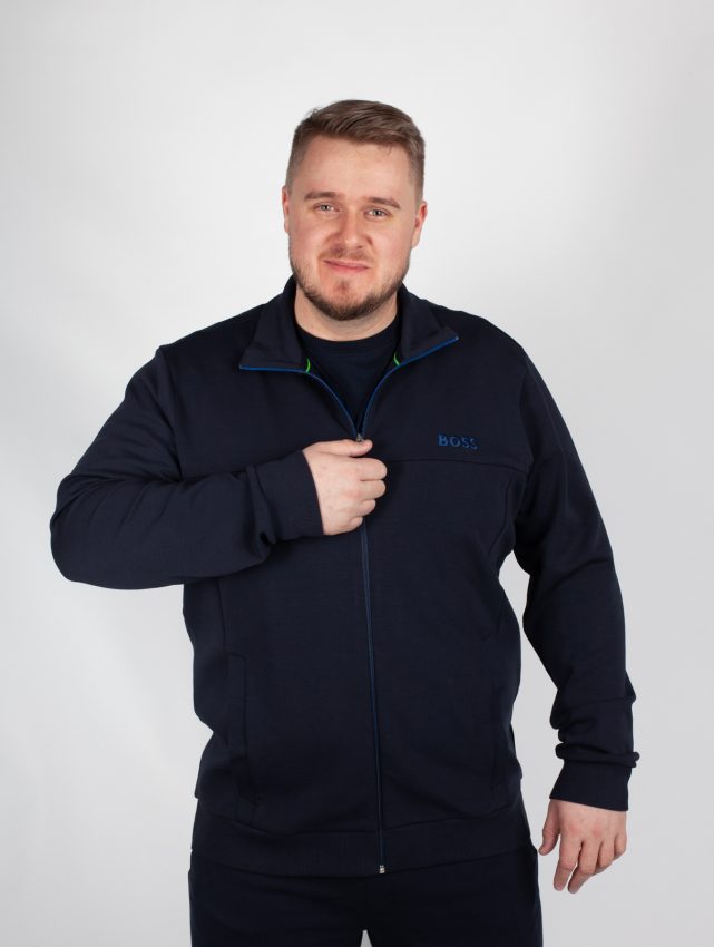 Haut de jogging de marque Hugo Boss noir avec détails bleu