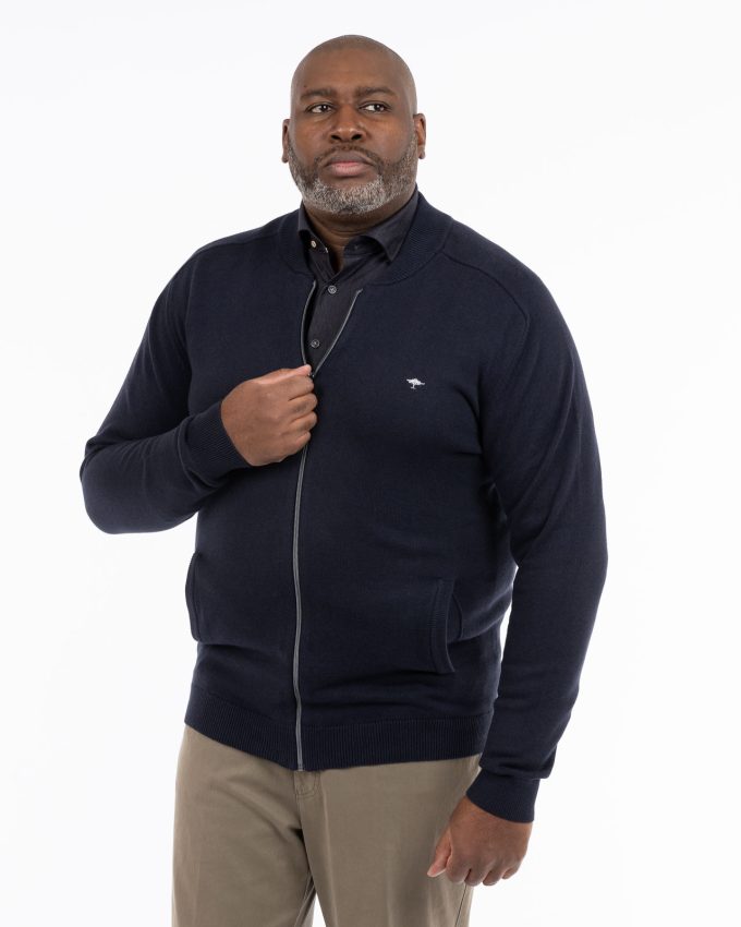 Gilet Zippé bleu marine pour homme fort Fynch Hatton