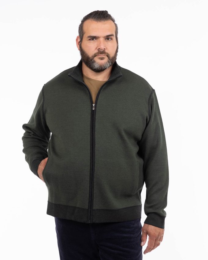 Gilet zippé grande taille homme vert foncé
