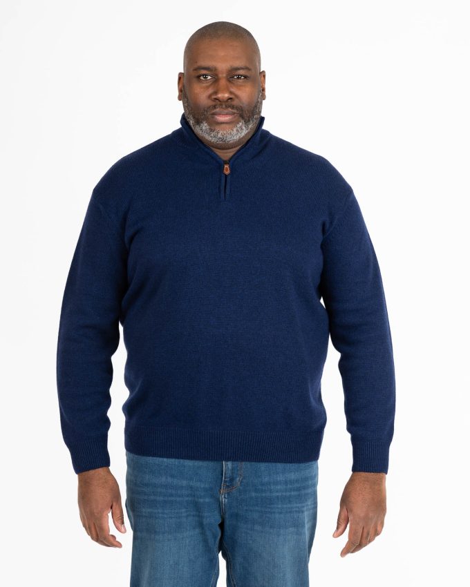 cachemire col camionneur grande taille homme bleu