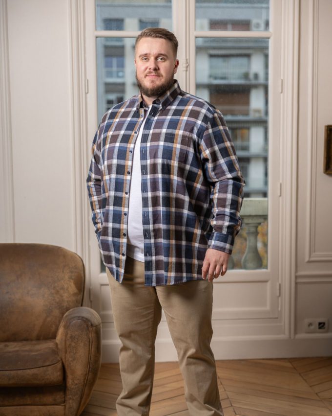 Chemise en flannelle à carreaux pour homme grande taille