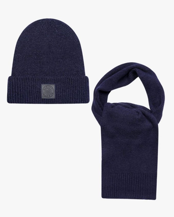 Coffret bonne et écharpe homme grande taille bleu marine