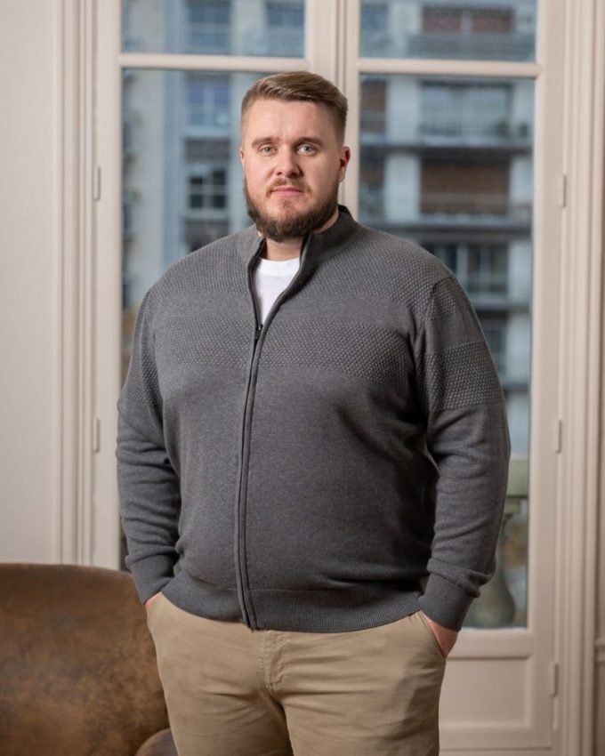 Gilet zippé grande taille homme gris