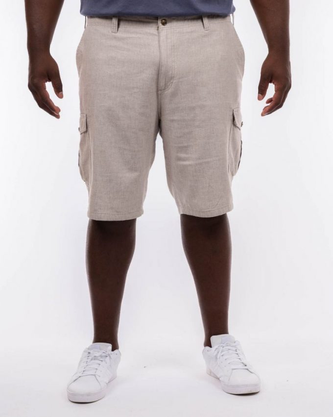 Short en lin cargo homme grande taille beige pour l'été