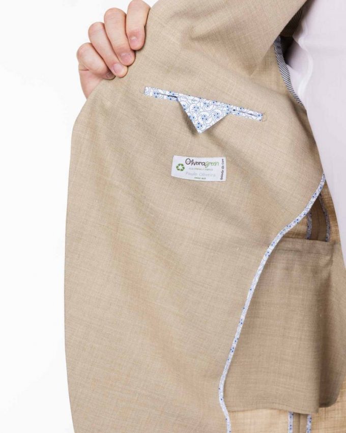 Veste beige en lin grande taille homme