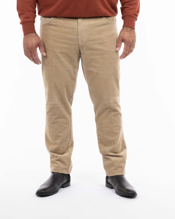 Pantalon en velours beige grande taille homme