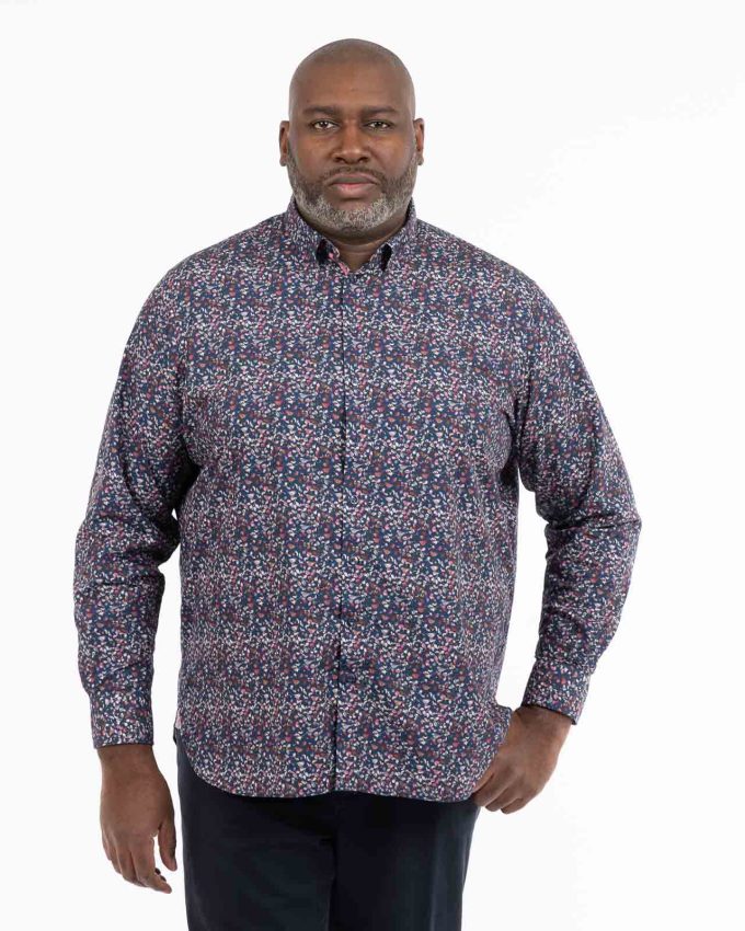 Chemise fleurie grande taille bleu marine