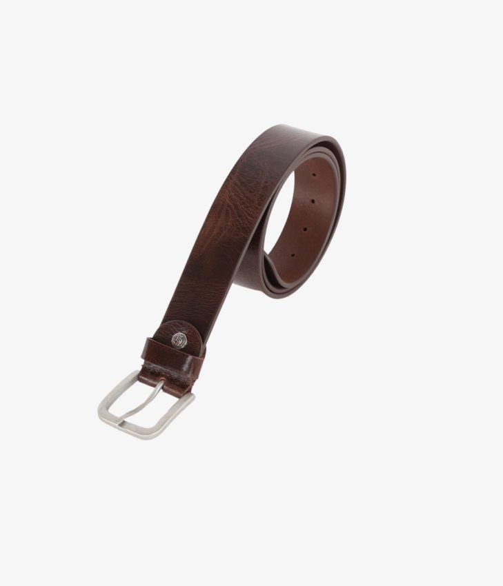 Ceinturon grainé - marron foncé grande longueur