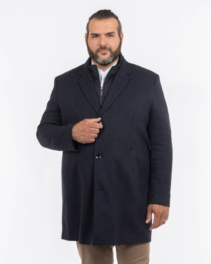 Manteau élégant homme grande taille bleu marine pour l'hiver