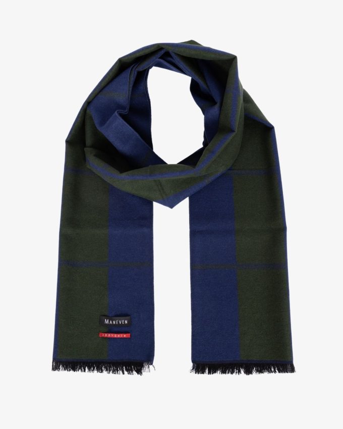 écharpe en soie bleu marine à carreaux 2 m