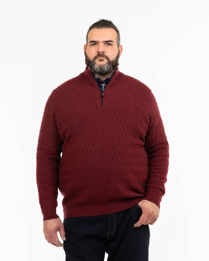Pull camionneur bordeaux pour l'hiver 2025 homme fort